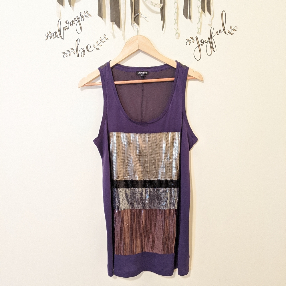 Express Y2K Metallic Sequin Tank Large